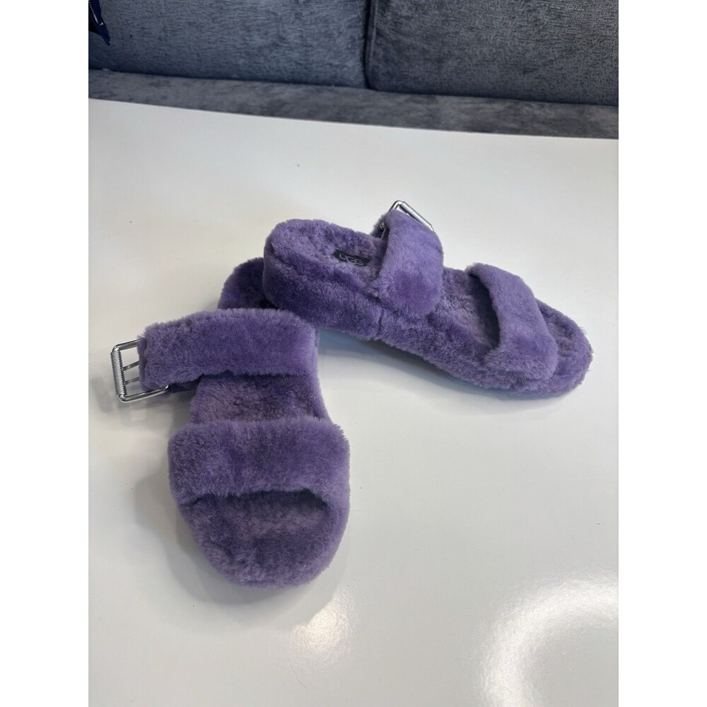 UGG VIOLET BLOOM Purple FUZZ YEAH SLIDE SHEEPSKIN SLIPPER SANDALS, US 8 Faux Fur